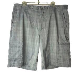 Greg Norman Gray and White Plaid Shorts Stretchy Shorts with Pockets waist 38
